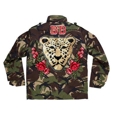 Sequin Leopard and Roses Camo Jacket