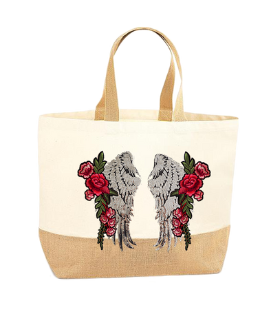 Silver Wings and Roses XL Tote Bag