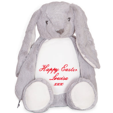 Grey Rabbit - Cuddly Bunny with Personalised Tummy