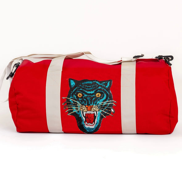 Blue Sequin Tiger Duffle Bag