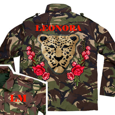 Sequin Leopard and Roses Camo Jacket