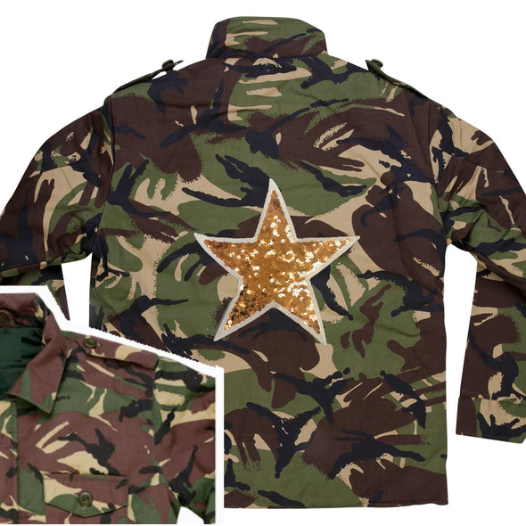 Gold Sequin Star Camo Jacket