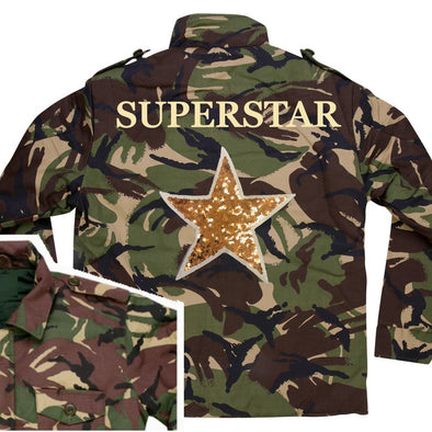 Gold Sequin Star Camo Jacket