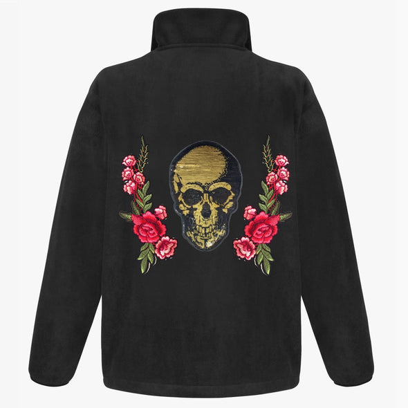 Gold Sequin Skull and Roses Fleece