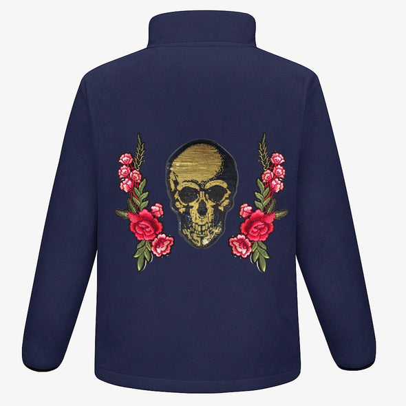Gold Sequin Skull and Roses Fleece
