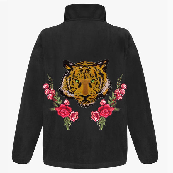 Green Eyed Tiger and Roses Fleece