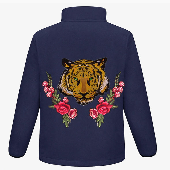Green Eyed Tiger and Roses Fleece