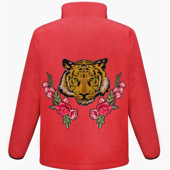 Green Eyed Tiger and Roses Fleece