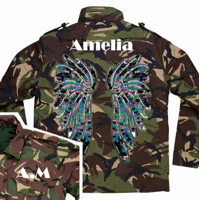 Indigo and Aqua Wings Camo Jacket