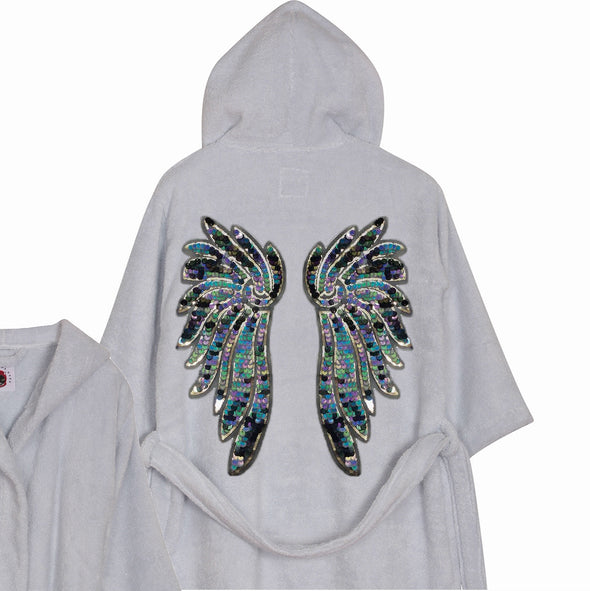 Indigo and Aqua Wings Bathrobe