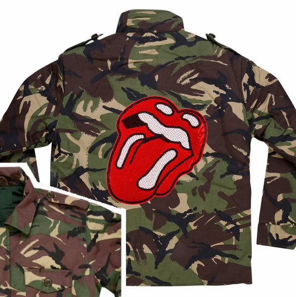 Sequin Rock'n'Roll Lips Camo Jacket