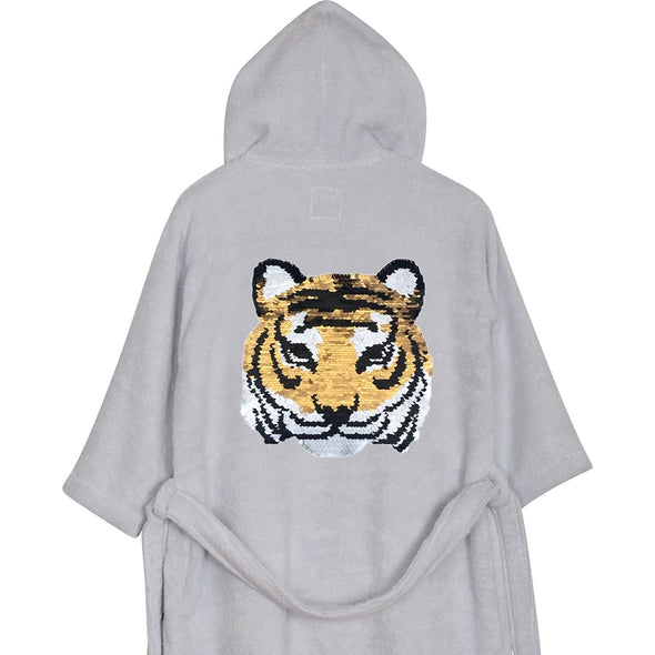 Reversible Sequin Tiger Bathrobe