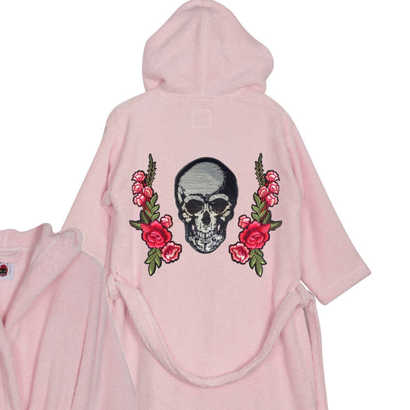 Silver Skull and Roses Bathrobe