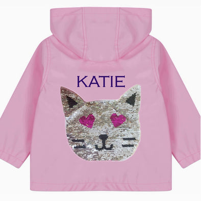 Toddler Reversible Sequin Cat Rain Jacket