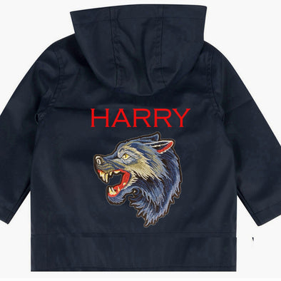 Toddler Blue Wolf Rain Jacket