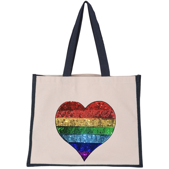 Rainbow Heart Midi Tote Bag