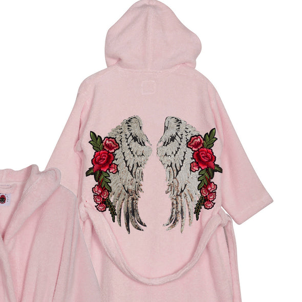 XL Silver Wings and Roses Bathrobe