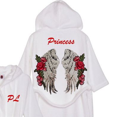 XL Silver Wings and Roses Bathrobe