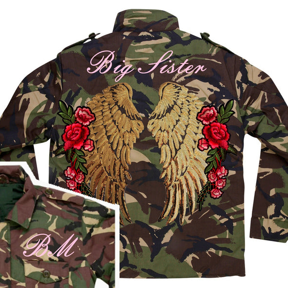 XL Gold Wings and Roses Camo Jacket