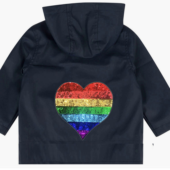 Toddler Rainbow Heart Rain Jacket