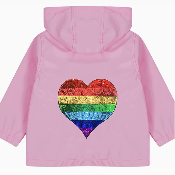 Toddler Rainbow Heart Rain Jacket