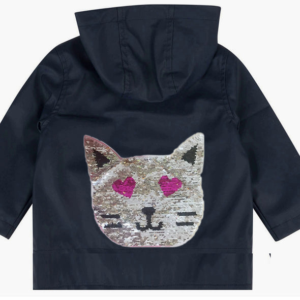 Toddler Reversible Sequin Cat Rain Jacket