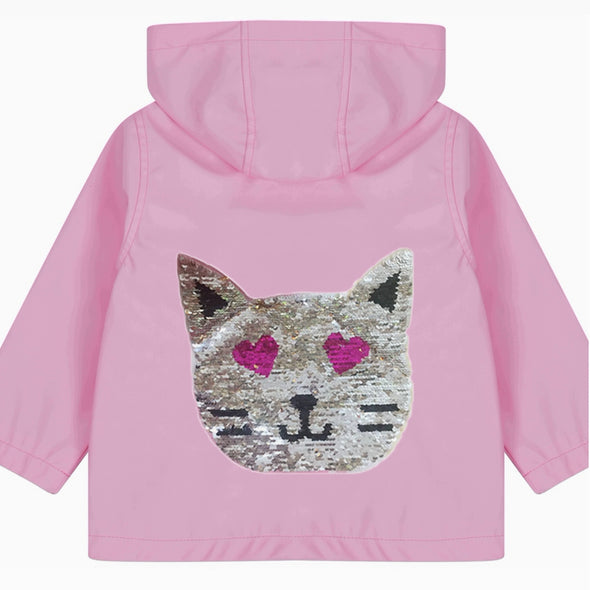 Toddler Reversible Sequin Cat Rain Jacket