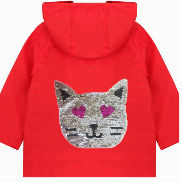 Toddler Reversible Sequin Cat Rain Jacket