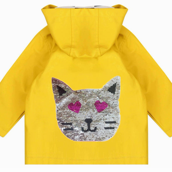 Toddler Reversible Sequin Cat Rain Jacket