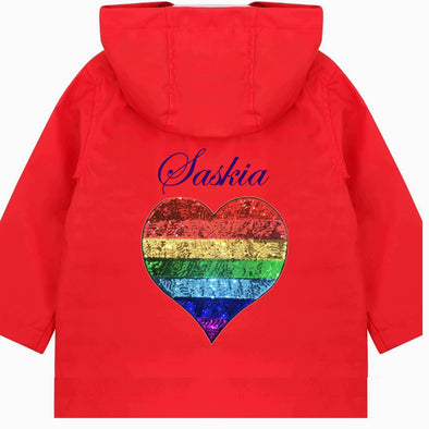 Toddler Rainbow Heart Rain Jacket