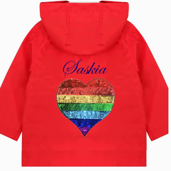 Toddler Rainbow Heart Rain Jacket