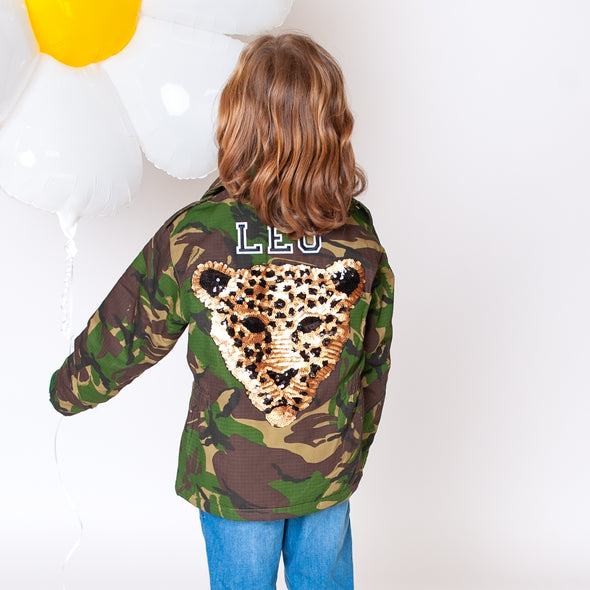 Gold Sequin Leopard Camo Jacket