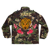 Green Eyed Tiger and Roses Camo Jacket