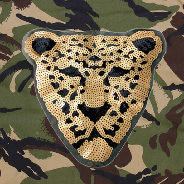 SALE Gold Sequin Leopard Camo Jacket | 40% OFF Automatically Applied at Checkout