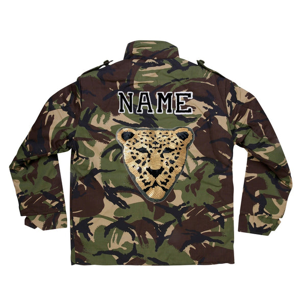 SALE Gold Sequin Leopard Camo Jacket | 40% OFF Automatically Applied at Checkout