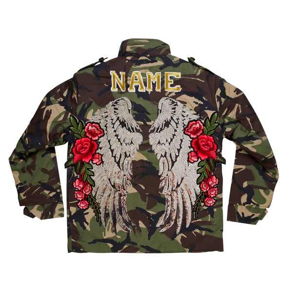 XL Silver Wings and Roses Camo Jacket