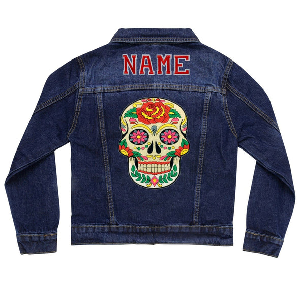 SALE Day of the Dead Skull Denim Jacket | 40% OFF Automatically Applied at Checkout