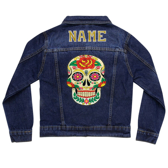 SALE Day of the Dead Skull Denim Jacket | 40% OFF Automatically Applied at Checkout