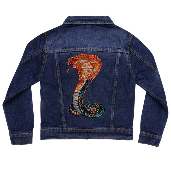 Sequin Serpent Vintage Denim Jacket