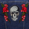Silver Sequin Skull and Roses Vintage Denim Jacket