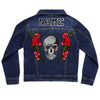 Silver Sequin Skull and Roses Vintage Denim Jacket
