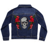 Silver Sequin Skull and Roses Vintage Denim Jacket
