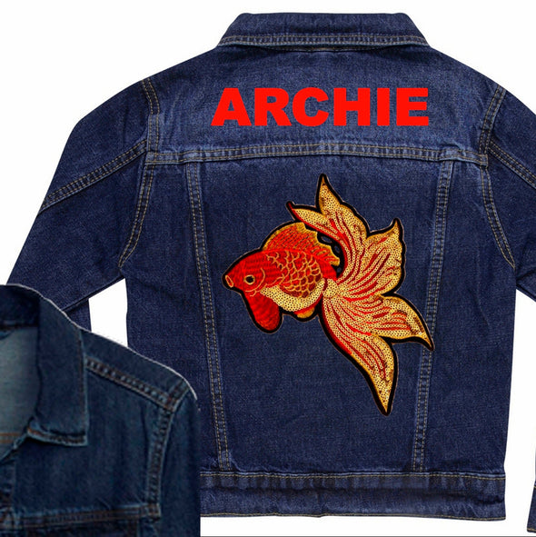 Red and Gold Fish Denim Jacket