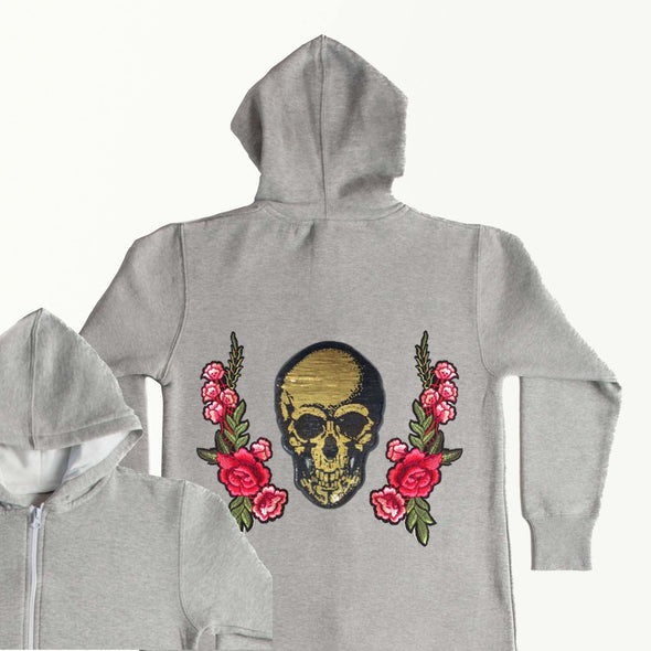 Gold Sequin Skull and Roses Onesie (Jnr)