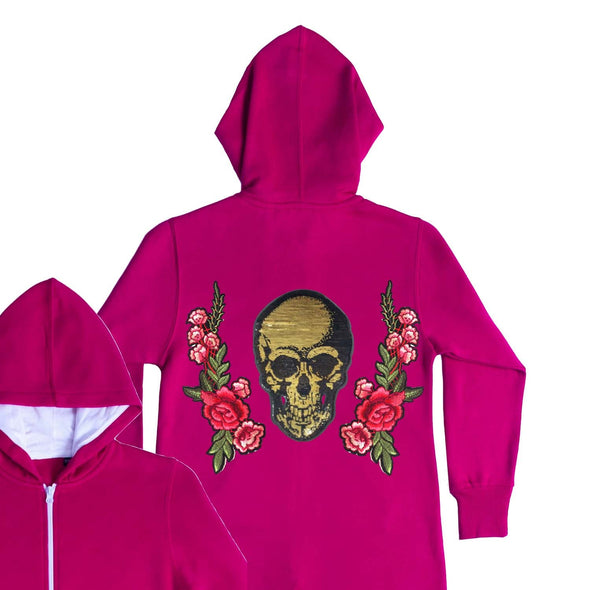 Gold Sequin Skull and Roses Onesie