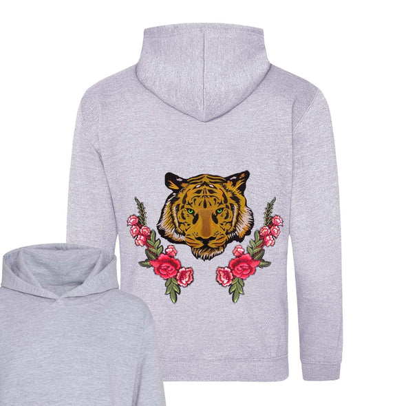 Green Eyed Tiger and Roses Hoodie