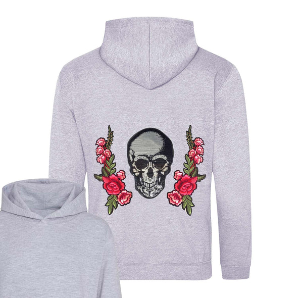 Silver Sequin Skull and Roses Hoodie