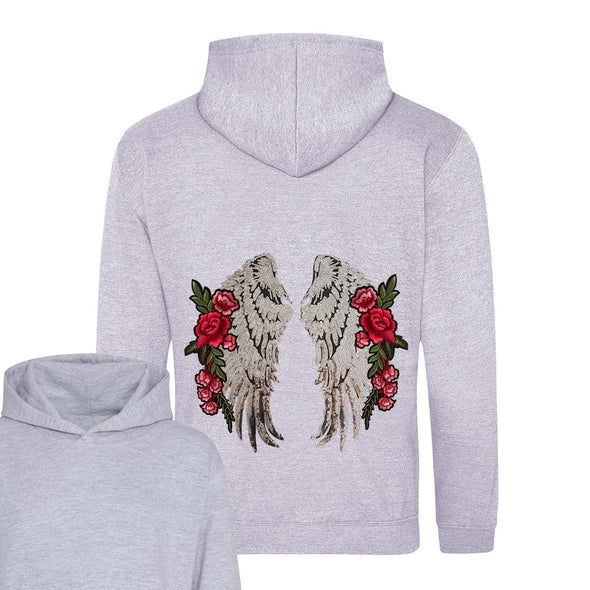 Large Silver Wings and Roses Hoodie