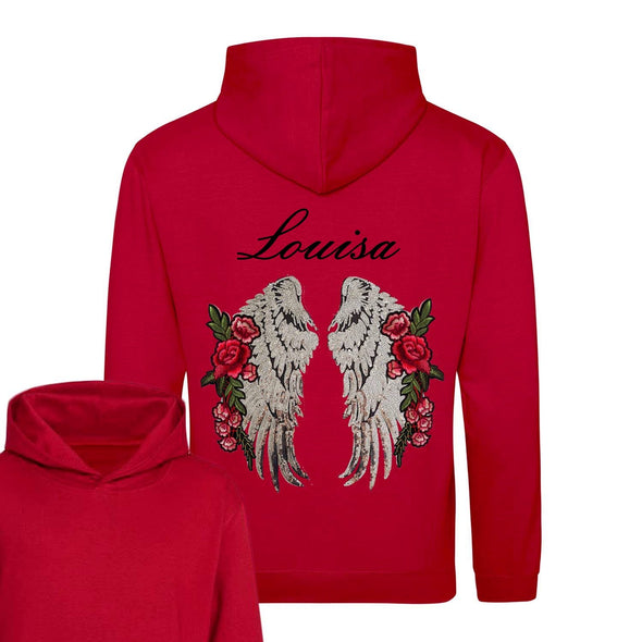 Large Silver Wings and Roses Hoodie
