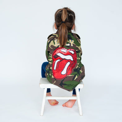 SALE Sequin Rock'n'Roll Lips Camo Jacket | 40% OFF Automatically Applied at Checkout